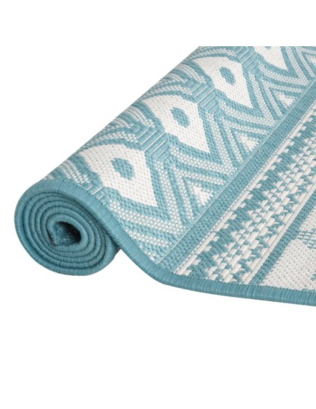 Tapis d'extérieur bleu claire et blanc 80x150cm