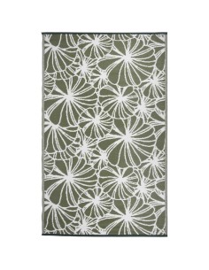 Tapis d'extérieur floral kaki et blanc 241x152cm