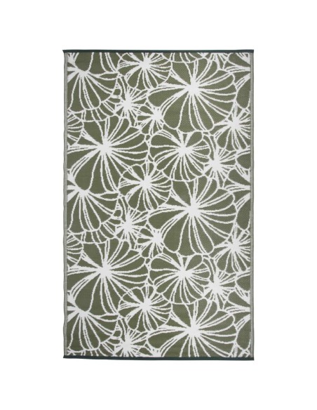 Tapis d'extérieur floral kaki et blanc 241x152cm