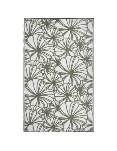 Tapis d'extérieur floral kaki et blanc 241x152cm
