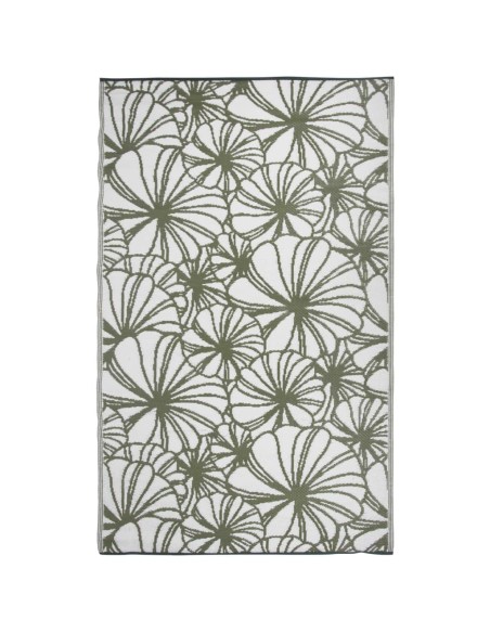 Tapis d'extérieur floral kaki et blanc 241x152cm