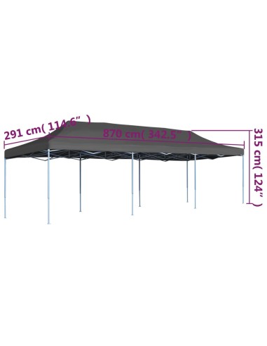 Tente de réception pliable Anthracite 3x9m