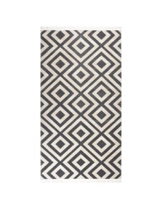 Tapis d'extérieur losange noir et beige 80x150cm