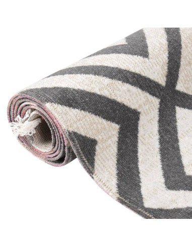 Tapis d'extérieur losange noir et beige 80x150cm