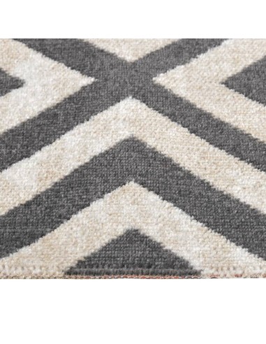 Tapis d'extérieur losange noir et beige 80x150cm