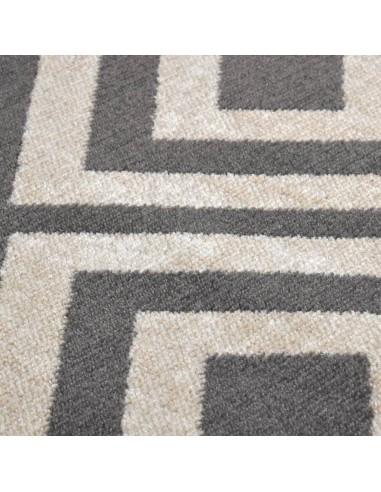 Tapis d'extérieur losange noir et beige 80x150cm