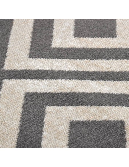 Tapis d'extérieur losange noir et beige 80x150cm