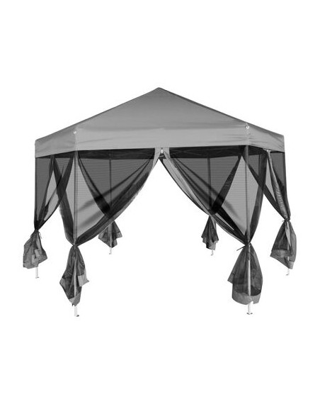 Chapiteau hexagonal gris avec 6 parois latérales 3,6x3,1m