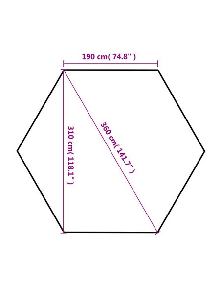 Chapiteau hexagonal gris avec 6 parois latérales 3,6x3,1m