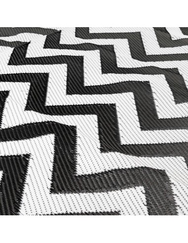 Tapis d'extérieur vague noir et blanc 2x1,8m