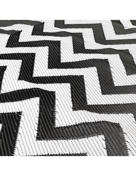 Tapis d'extérieur vague noir et blanc 2x1,8m