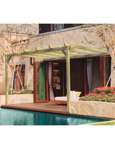 Pergola en bois massif adossée - New Guinea