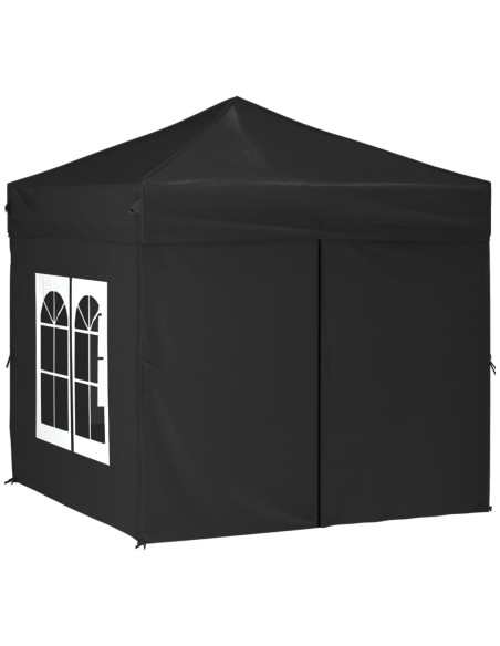 Tente de réception pliable avec parois fenêtre noir 2x2m
