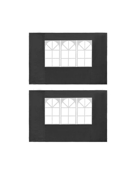 Paroi de tente de réception avec fenêtre anthracite - 2 pcs