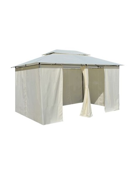 Tonnelle avec rideaux blanc 4x3m