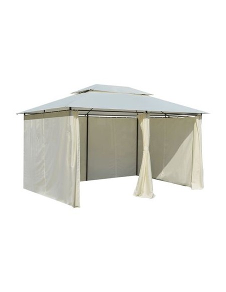 Tonnelle avec rideaux blanc 4x3m