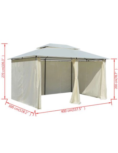 Tonnelle avec rideaux blanc 4x3m