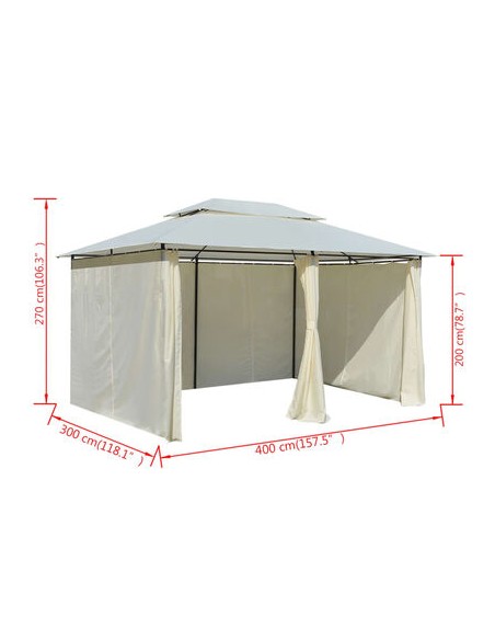 Tonnelle avec rideaux blanc 4x3m
