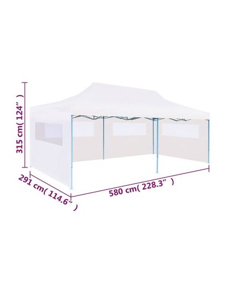 Tente de réception pliable avec parois blanche 3x6m