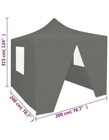 Tente de réception pliable anthracite avec 4...