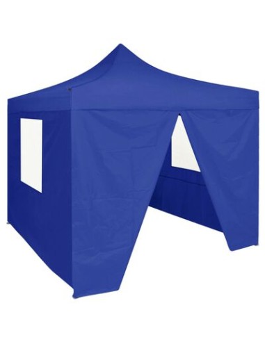 Tente de réception bleu en acier avec 4 parois 2x2m
