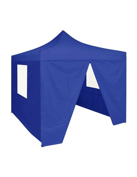 Tente de réception bleu en acier avec 4 parois 2x2m