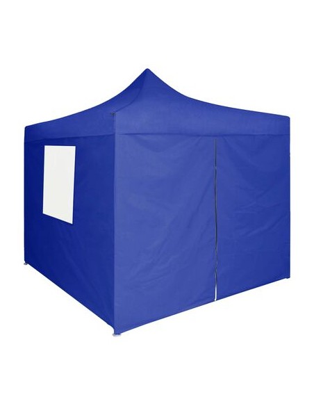 Tente de réception bleu en acier avec 4 parois 2x2m