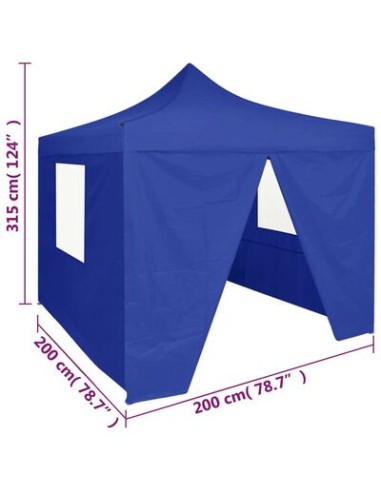 Tente de réception bleu en acier avec 4 parois...