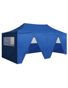 Tente de réception pliable bleu avec 4 parois 3x6m 2