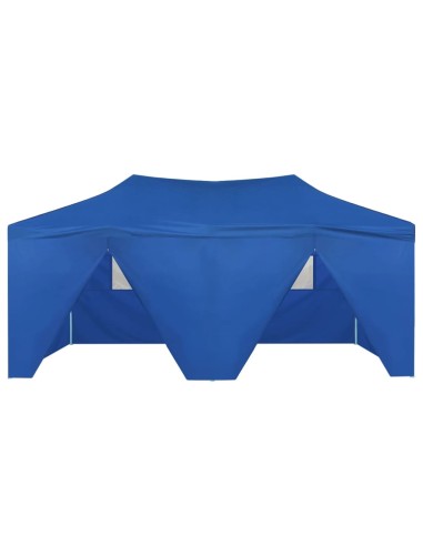 Tente de réception pliable bleu avec 4 parois 3x6m