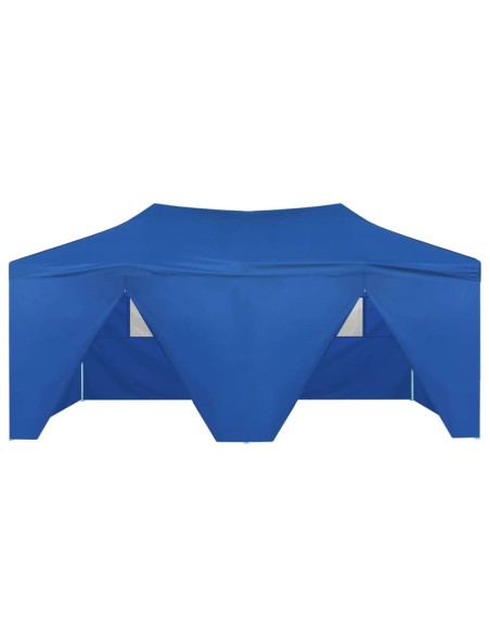 Tente de réception pliable bleu avec 4 parois 3x6m