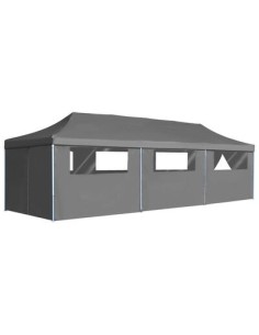 Tente de réception pliable anthracite avec 8 parois 3x9m