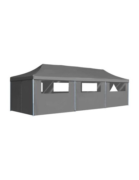 Tente de réception pliable anthracite avec 8 parois 3x9m
