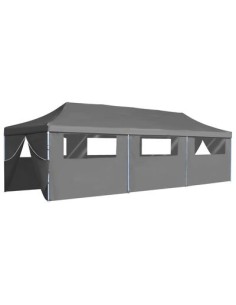 Tente de réception pliable anthracite avec 8 parois 3x9m 2