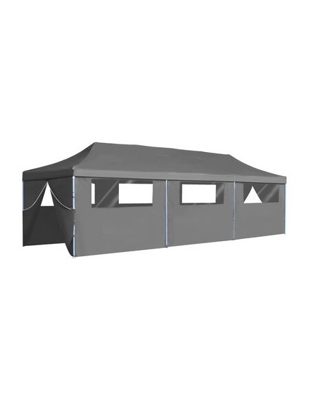 Tente de réception pliable anthracite avec 8 parois 3x9m