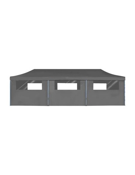 Tente de réception pliable anthracite avec 8 parois 3x9m