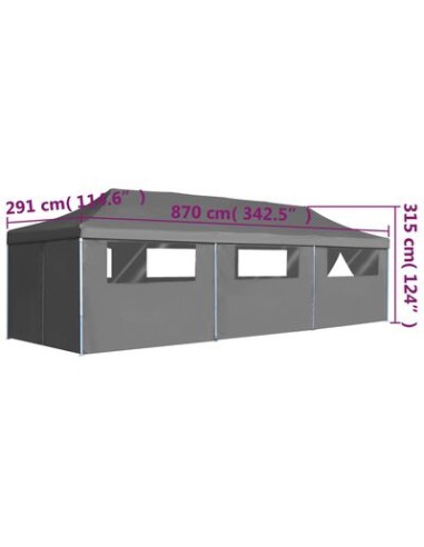 Tente de réception pliable anthracite avec 8...