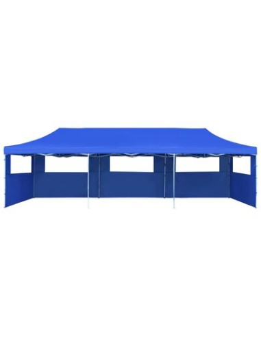 Tente de réception pliable bleu avec 5 parois 3x9m