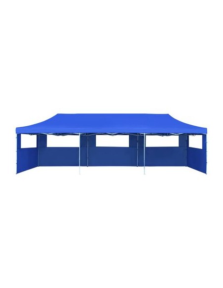 Tente de réception pliable bleu avec 5 parois 3x9m