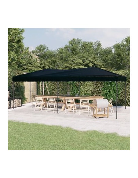 Tente de réception pliable noir 3x6m