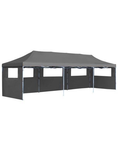 Tente de réception pliable anthracite avec 5 parois 3x9m