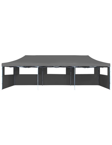 Tente de réception pliable anthracite avec 5 parois 3x9m