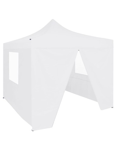 Tente de réception pliable avec 4 parois blanc 2x2m