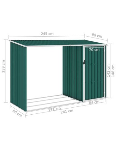 Abri à bois de jardin - 245x98x159 cm