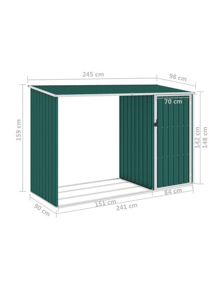 Abri à bois de jardin - 245x98x159 cm