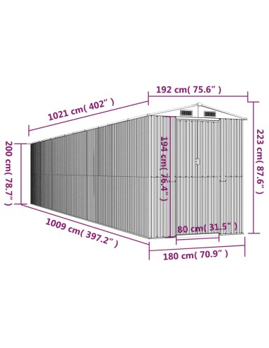 Abri de jardin - 192x1021x223