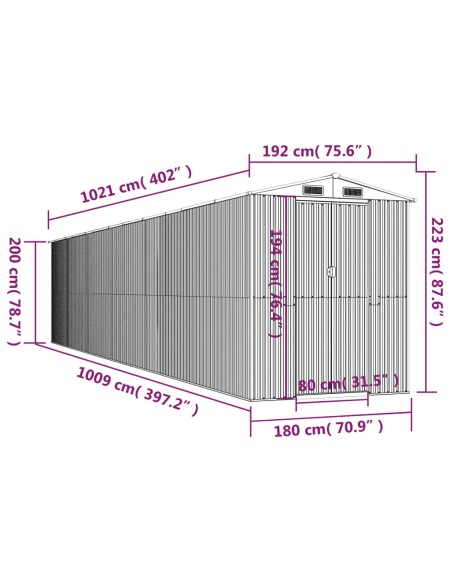 Abri de jardin - 192x1021x223