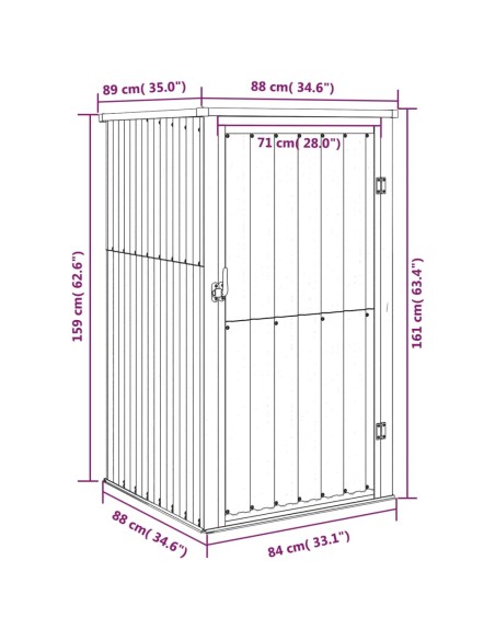 Abri à outils de jardin marron - 88x89x161 cm