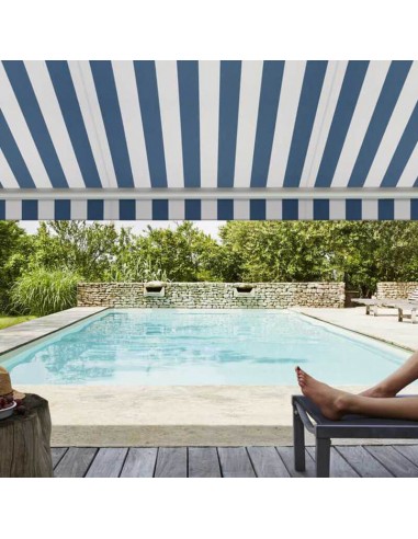 toile de store banne rayé bleu et blanc