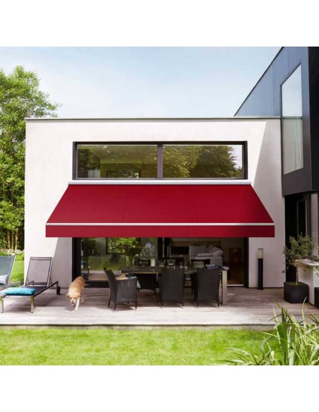 toile de store et lambrequin rouge